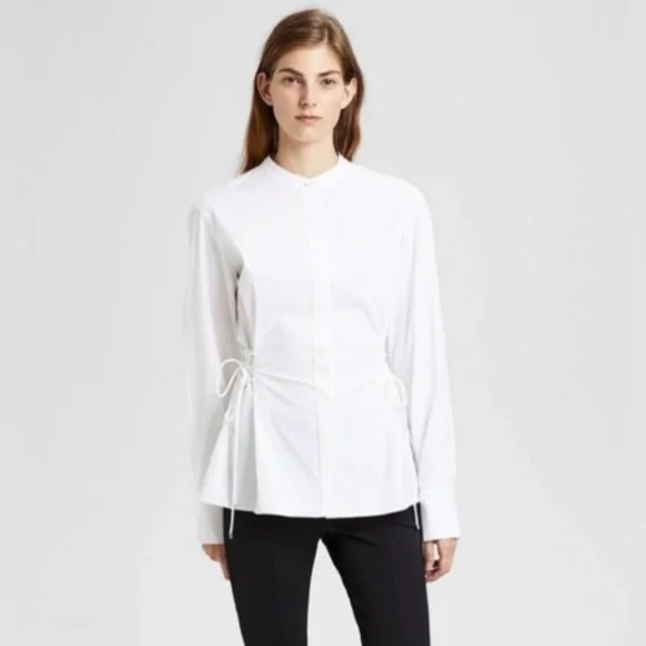 NWT THEORY WHITE LACED BUTTON DOWN, SIZE P - Picture 3 of 16